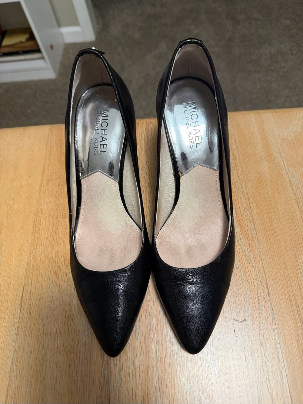 Michael Kors Black Pointed-Toe Leather Pumps